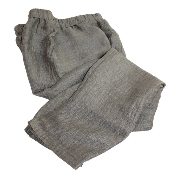 Laura Siegel Anthropologie Charcoal Gray Textured Silk Hemp Pant Size Small - Picture 5 of 9